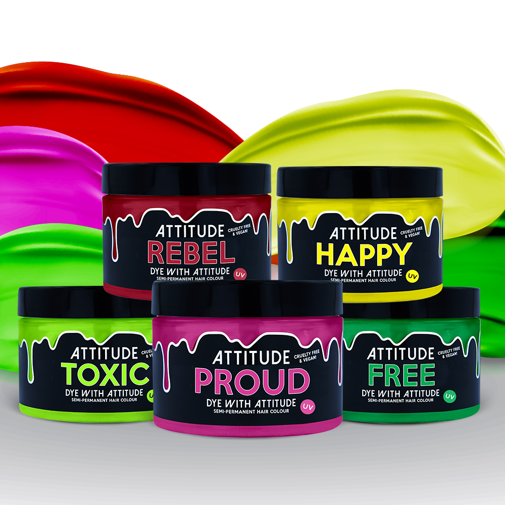 Attitude Hair Dye - Rave Ready UV Semipermanente Haarfärbekombination - Mehrfarben/Grün